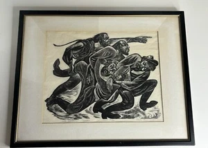 CHARLES SURENDORF Original Linolschnitt Druck "Lode Lynching" Ed 100 signiert - Bild 1 von 20
