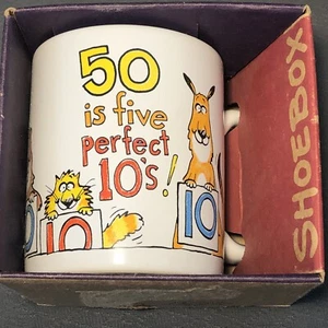 Vintage Hallmark Schuhkarton Grußbecher im Originalkarton "50 ist fünf perfekt 10er - Bild 1 von 7