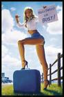 Greg Hildebrandt Plakat Dziewczyna Autostop Pinup "Hollywood or Bust" 24x36 Sztuka Nowa