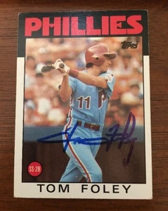 TOM FOLEY 1986 TOPPS AUTOGRAPHED SIGNED AUTO BASEBALL CARD PHILLIES 466 - Picture 1 of 1