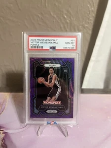 2023-24 Panini Prizm Monopoly Victor Wembanyama Rookie Purple Wave 81 PSA 10  - Bild 1 von 2
