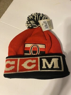 Ottawa Senators NHL Toboggan BEANIE knit cap pom /cuff beanie New W/tag CCM - Image 1 of 3