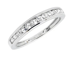 Ladies 14k White Gold 1 Row Invisible Set Real Diamond Wedding Ring Band 0.50ct - Picture 1 of 4