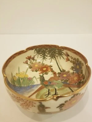 ANTIGUO CUENCO JAPONÉS SATSUMA GRANDE 1800’S -1899S SIGLO XIX ORO 6" DIÁMETRO Foto 1 de 4