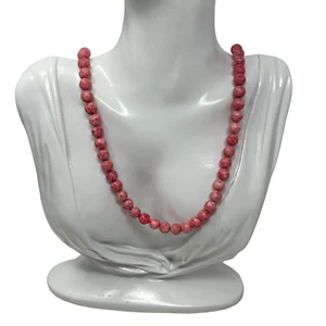Collar Vintage Rosa y Blanco Cuentas Redondas 24 Pulgadas - Imagen 1 de 6