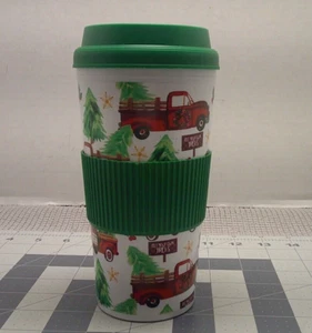 Cut Your Own Trees Christmas Coffee Tumbler With Holder Red Truck - Picture 1 of 7