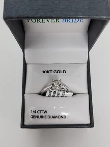 New Forever Bride Diamond Engagement Ring 10k White Gold 1/4 CTW Size 7 - Picture 1 of 11
