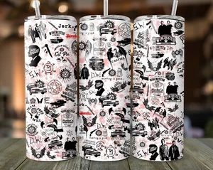 Supernatural Tumbler 20 oz with straw - Winchester Brothers Collage Design - Picture 1 of 1