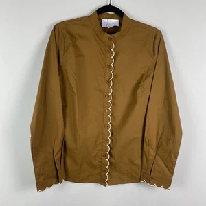 The Shirt By Rochelle Behrens The Icon Shirt Size Medium Brown Scallop Trim - Bild 1 von 10