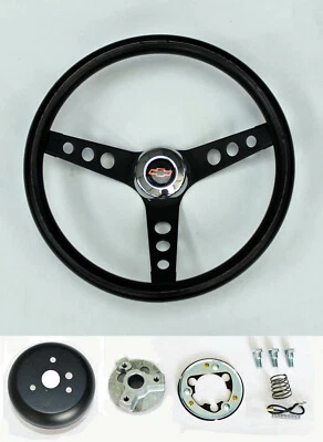 60-69 Chevy Truck C10 C20 13 1/4" clásico negro volante rojo pajarita tapa   Foto 1 de 4