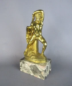 Statue Metal Brass Sculpture Hercules & Lica Canova Base Marble Vintage Xx Sec - Picture 1 of 6