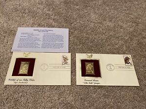 2 First Day Cover 22k Gold Replicas - Tiger Swallowtail and Carousel Horse