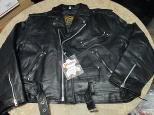 NEW Eagle Genuine Leather Motorcycle Riding Jacket Coat Black L / XL sz 50 - Picture 1 of 10