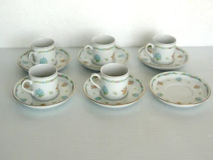 Forget Me Not and Pink Flowers Demitasse Cup and Saucer set 5 pc + sauccer - Picture 1 of 16