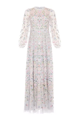 Needle & Thread blue FLORET GOWN UK16 US12 modest long-sleeved maxi dress pretty - Image 1 of 4