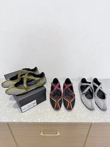 The Attico Vintage Ballet Shoes Flats Women, Leather Mesh, Mary Jane Shoes - Picture 1 of 26