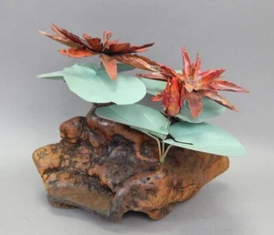 Mid Century gehämmert Messing Kupfer Treibholz Blume Cryptanthus Kunst Skulptur - Bild 1 von 3