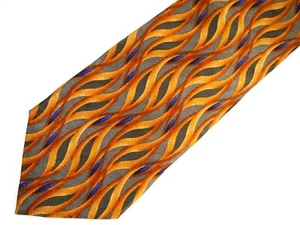 Innocenti Oro Herren Krawatte Krawatte Grau Braun Blau Geometrisch 57" - Bild 1 von 4