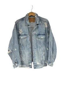 Giacca denim American Eagle oversize stile ragazzo invecchiato donna piccola - Foto 1 di 7