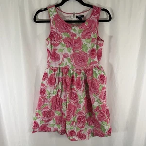 Gap Kids Dress Girls XXL Pink Floral Sleeveless Zip Back Round Neck 100% Cotton - Picture 1 of 12