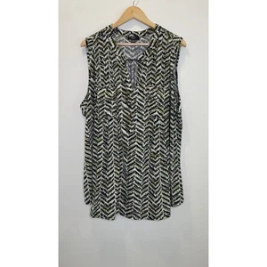 Cocomo Pleated Tank Size 3X Green Flowy Pintuck Popover Travel Boho Soft Stretch - Picture 1 of 9