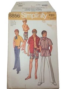 Simplicity 8856 Button 36 Pants 1970 Men Sewing Pattern Envelope Damage - Picture 1 of 6