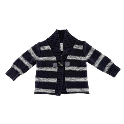 OshKosh B'gosh Toddler Boys 9M Navy Blue White Striped Shawl Collar Cardigan - Image 1 of 4