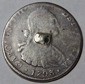 1793 Bolivien 8 Reales 8R Obv Schaden -5005- - Bild 1 von 2