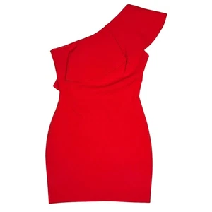 Revolve Likely Red Ruffle One Shoulder Cocktail Mini Dress Size 4 - Picture 1 of 14