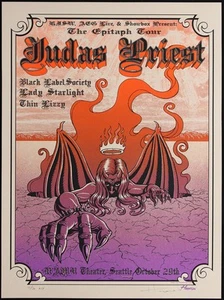 Poster A/P Judas Priest 2011 Black Label Society Thin Lizzy WaMu Theater Seattle - Foto 1 di 4