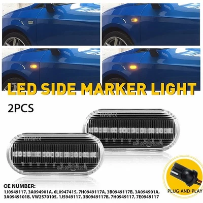 For 1999-2004 Volkswagen B5 B5.5 Passat Amber Dynamic LED Marker Side Light USA - Image 1 of 4