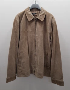 Debenhams Thomas Nash Men's Jacket Suede Fawn 43" Chest 29.5" Long Zip Front - Picture 1 of 10