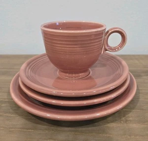 4-Piece Set Vintage Fiestaware Rose (1951-1959) Salad, Bread Plate, Cup, Saucer - Picture 1 of 7