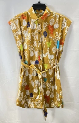 Maeve Women Gold Printed Shirt Dress Size XS - Image 1 of 4