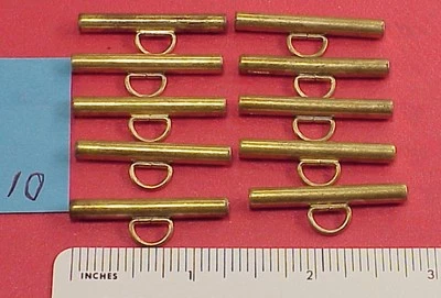 Vintage Brass Toggle Clasp T Bars for Pocket Watch Chains Yellow 10 Pieces - Image 1 of 4