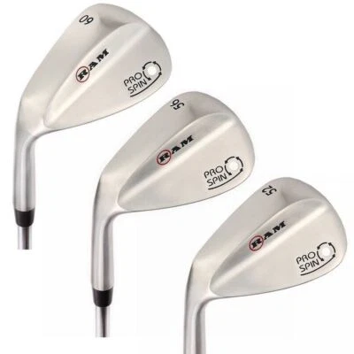 Ram Golf Pro Spin Stainless Wedge Set - 52, 56, 60 Wedges - Mens Left Hand - Image 1 of 4