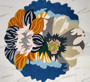 Hand-Tufted Irregular Round Wool Area Rug-Unique Modern Circular Design natural - Picture 1 of 5