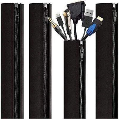 Cable Management Organizer Neoprene Cable Cord Wire Cover Hider Sleeves PC TV - Image 1 of 4