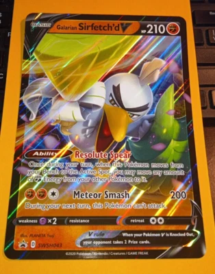 Galarian Sirfetch'd V JUMBO Black Star Promo Holo Card - SWSH043 - 2020 Pokemon - Image 1 of 2