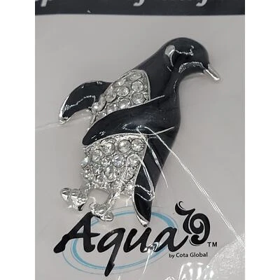 Faship Clear Crystal Penguin Pin Brooch - Image 1 of 3
