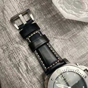 Correa de reloj de cuero al óleo negro 24 mm para OFFICINE PANERAI Luminor Marina - Imagen 1 de 8