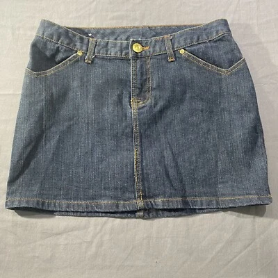 Eleven By Venus Williams Denim Mini Skirt Womans Size 5 (?) See Photos Foil Gold - Image 1 of 4