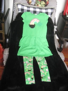 Gymboree Girls St Patrick’s Day Dress & Pant Size 5T Rainbow Shamrock Green Gold - Picture 1 of 8