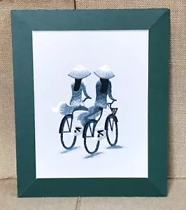 Biciclette equitazione donna vintage seta ricamata arte opaca asiatica etnica LEGGI - Foto 1 di 4