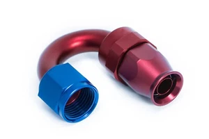PTFE Alu Fitting Dash 4 / -4 AN / JIC 4 Anschluss 180° Blau/Rot eloxiert - Picture 1 of 8