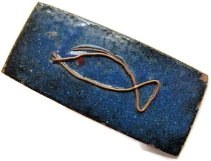 Fish Blue Enamel Copper Neck Tie Clip Clasp - Picture 1 of 10