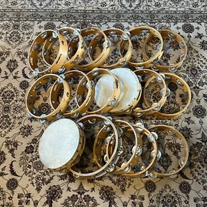 Vintage Lot 17 Wooden Wood Tambourines Pakistan Percussion Music Jingle 8" 10" - Picture 1 of 14