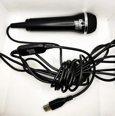 👻 Micro Chanson Filaire Karaoké Noir Xbox 360 PC Guitar Hero RockBand Officiel  - Photo 1/3