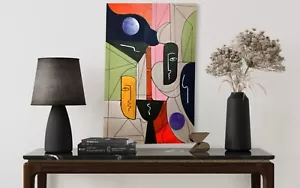 Modern abstract cubism painting of Equinoxes of life. Canvas 118 x 78. Cm. - Picture 1 of 4