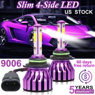 1000W 100000LM 9006 4-side Chips LED Headlight Bulbs Kit High or Low Beam Lamps - Image 1 of 4
